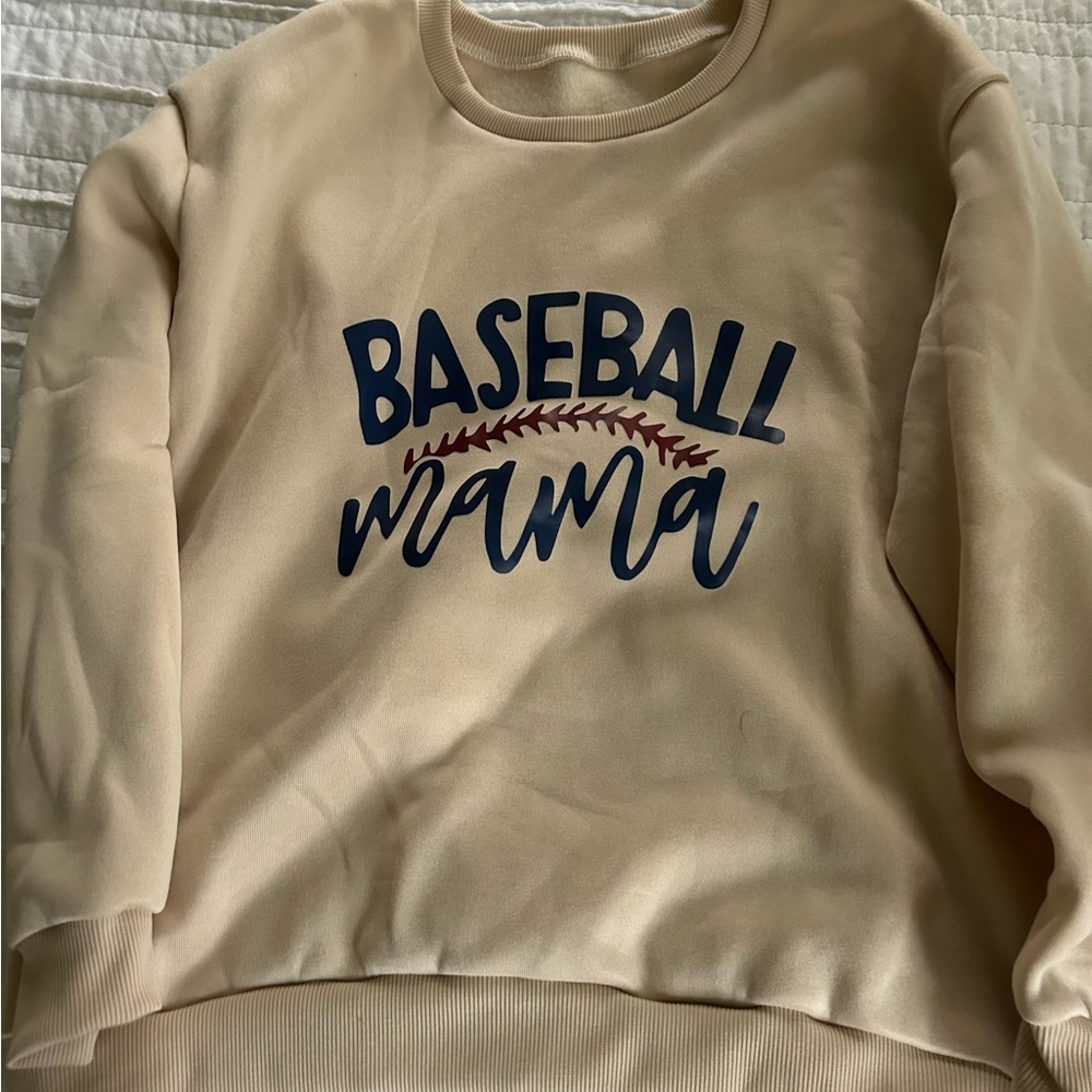 Baseball Mama Beige Sweatshirt